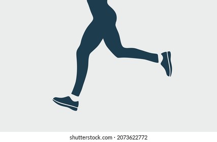 Run. Jogging. SVG. Man or woman running outside in shorts and lace up sneakers. Runner training. Active leisure. Health lifestyle.Outdoor recreation activity. Color flat vector  illustration.Isolated. svg