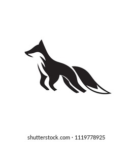 Run and jump fox art logo