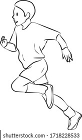 Ejecutar ilustración de línea vectorial de niño