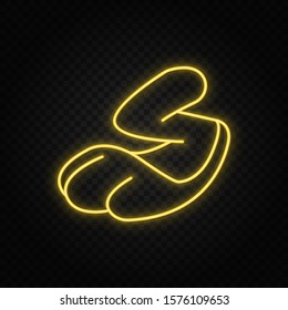 Run, leg, cartoon neon icon. Yellow neon vector icon.