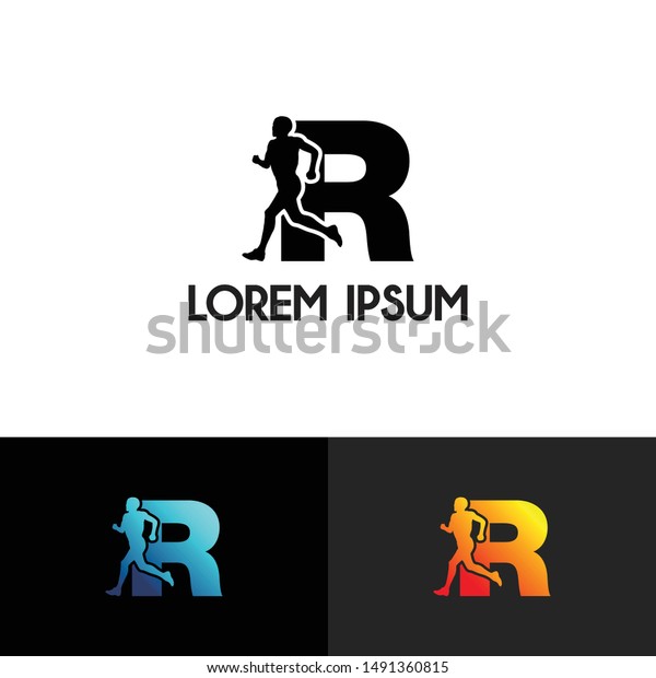 Run Letter R\
simple logo icon design\
vector