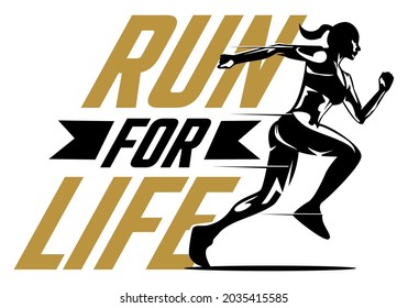 Run for life illustration template