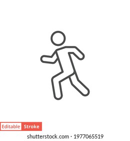 Run Line Icon. Simple Ouline Style. Active, Sport, Stick Man Run Concept. Vector Symbol Illustration Isolated On White Background. Editable Stroke EPS 10.