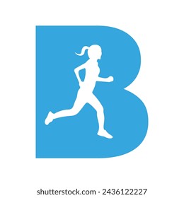 Run logo combine with letter B vector template