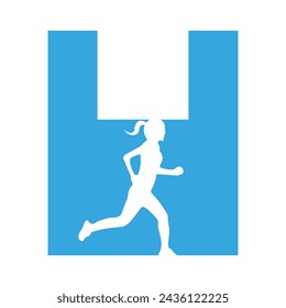 Run logo combine with letter H vector template