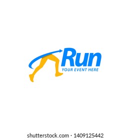 Run logo concept vector template. design for event, banner, advertising, greeting cards or print.