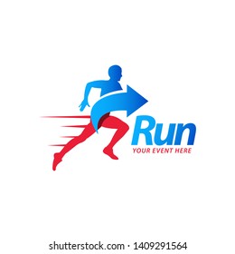 Run logo concept vector template. design for event, advertising, greeting cards or print. 