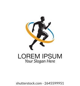 Run logo design vector.. Sport running marathon athletes sprinting badges logo icon design