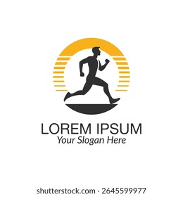 Run logo design vector.. Sport running marathon athletes sprinting badges logo icon design