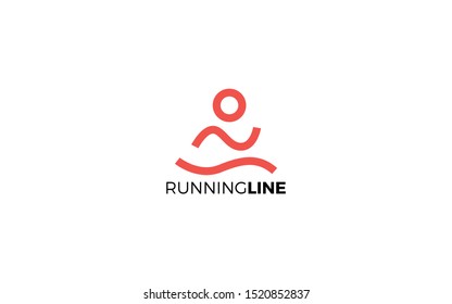 Run logo formed with simple line in orange color