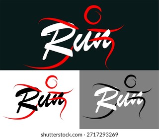 Logotipo de ejecución con la ilustración de Runner rojo y blanco con el fondo se puede utilizar para el Sitio web o el Anuncio de su empresa