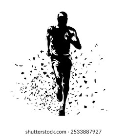 Run logo, running man, front view isolated vector silhouette