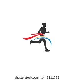 run logo template design vector