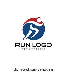 Ejecutar plantilla de logotipo. Plantilla de logotipo deportivo, club deportivo, club de ejecución y plantilla de diseño del logotipo del vector de fitness