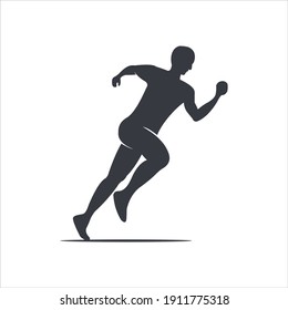 Run man athlete, sport logo design vector.