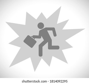 run man with case on splash star concept icon