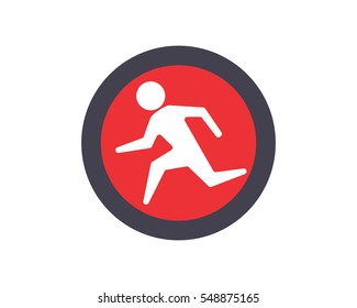 run man silhouette circle stickman figure person people human pictogram image vector icon