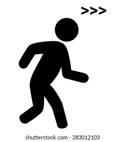 Run man with speed symbol flat icon pictogram isolated on white background
