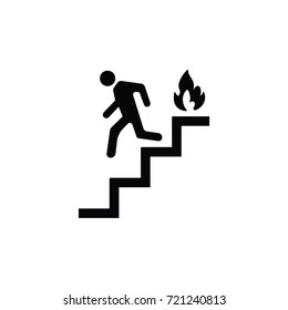 run man in the stairs exit icon on white background