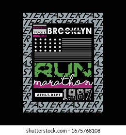 run marathon brooklyn,typography design for t shirt,vector illustration