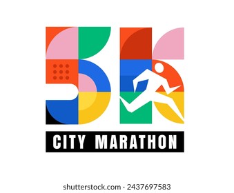 Run, Marathon concept design. Geometric colorful modern design. Vector illustration