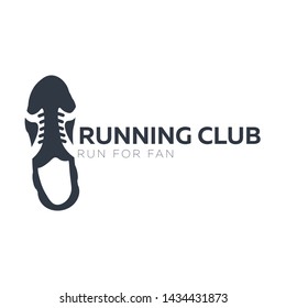 Run Marathon. Sport or Running Club logo with sneakers