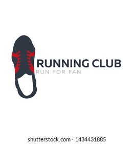Run Marathon. Sport or Running Club colorful logo with sneakers
