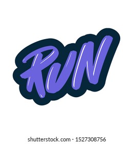 Run modern brush lettering text. Vector illustration logo for print and advertising