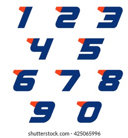 Run numbers set logo design template. Sport number. Vector sport style typeface for sportswear, sports club, app icon, corporate identity, labels or posters.