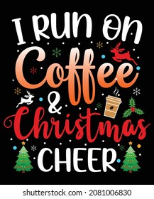 Corro en café y navidad Cheque camiseta navideña