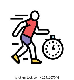 ejecutar en tiempo el vector de icono de color. ejecutar a tiempo. ilustración de símbolo aislado
