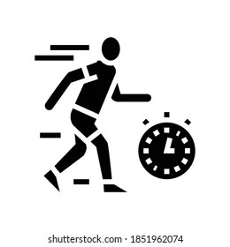 run on time glyph icon vector. run on time sign. isolated contour symbol black illustration