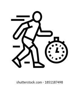 ejecutar en el vector de icono de línea de tiempo. ejecutar a tiempo. símbolo de contorno aislado ilustración negra