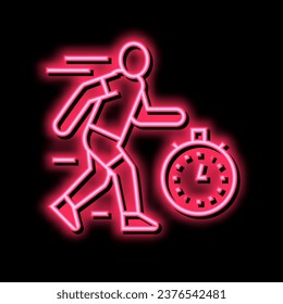 ejecutar a tiempo el vector de señal de luz de neón. ejecutar a tiempo. ilustración de símbolo aislado
