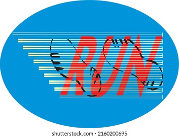 Run is one of design in red,yellow,and blue