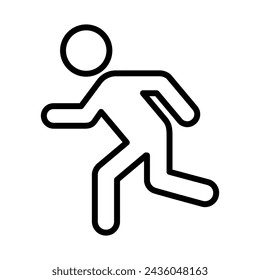 Run outline vector icon isolated on white background. Run line icon for web, mobile and ui design