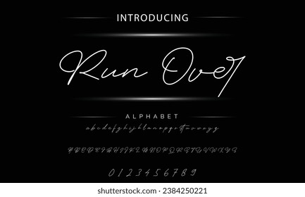 Run Over signature Font Calligraphy Logotype Script Brush Font Type Font lettering handwritten