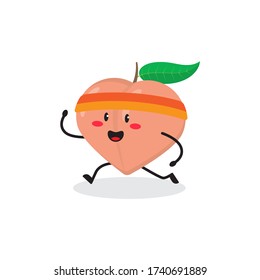 run peach fruit cute character mascot vector design