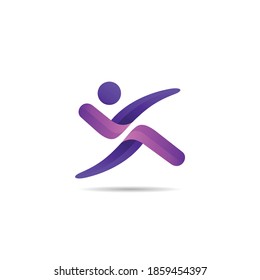 run people logo with check mark symbol