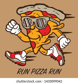 Run Pizza Run Character Design Vector Illustration