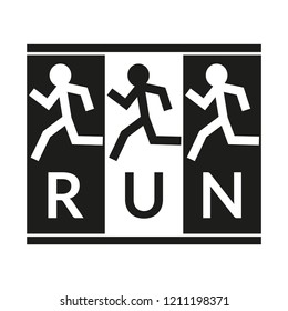 Run poster with running peoples icon. Running and Jogging logo. Vector illustration.