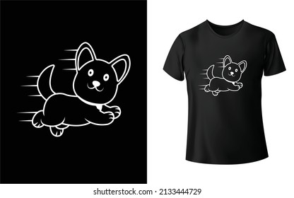 Run Puppy T-shirt Design, Unique, And Colorful Puppy T-Shirt Design.