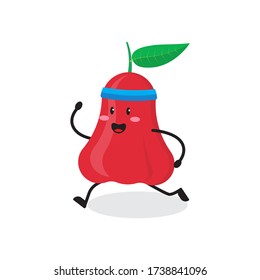 run rose apple fruit cute character mascot vector design