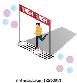 Run. Runner finishes. Vector illustration