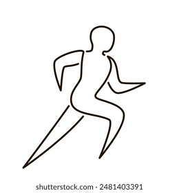 Corre, hombre corredor, correr entrenamiento deportivo, icono de línea. Carrera, competición de juegos, Ilustración vectorial de entrenamiento de trote