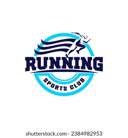 Run Running Club Logo Template Poster Sport Logotype Template, Sports Club Vector Logo Design Template