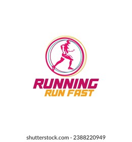 Run Running Club Logo Template Poster Sport Logotype Template, Sports Club Vector Logo Design Template