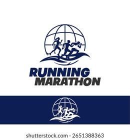Execute a Ilustração do Vetor de Logotipo Internacional do Globo de Maratona do Clube de Corrida.