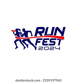 Run Running Club Marathon Logo Vector Illustration.