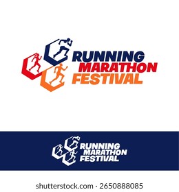 Run Running Club Marathon Logo Vector Illustration.
